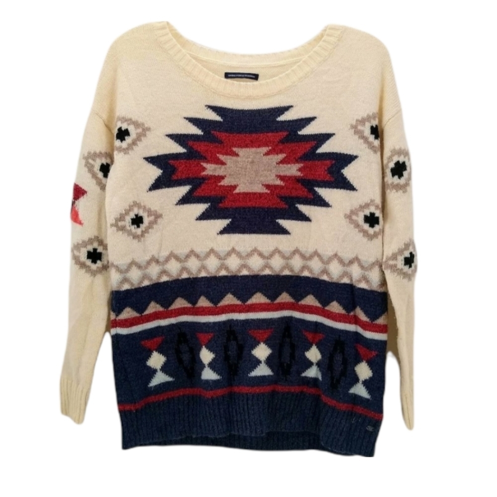 AEO Western Wool Blend Drop Shoulder Sweater S